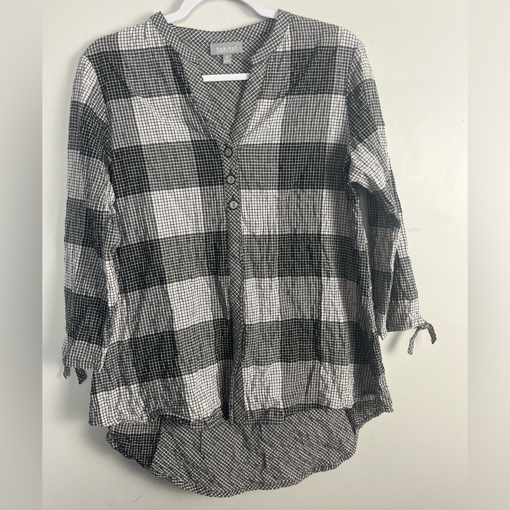 Habitat Clothes to Live In black/white plaid tunic size small gingham winter